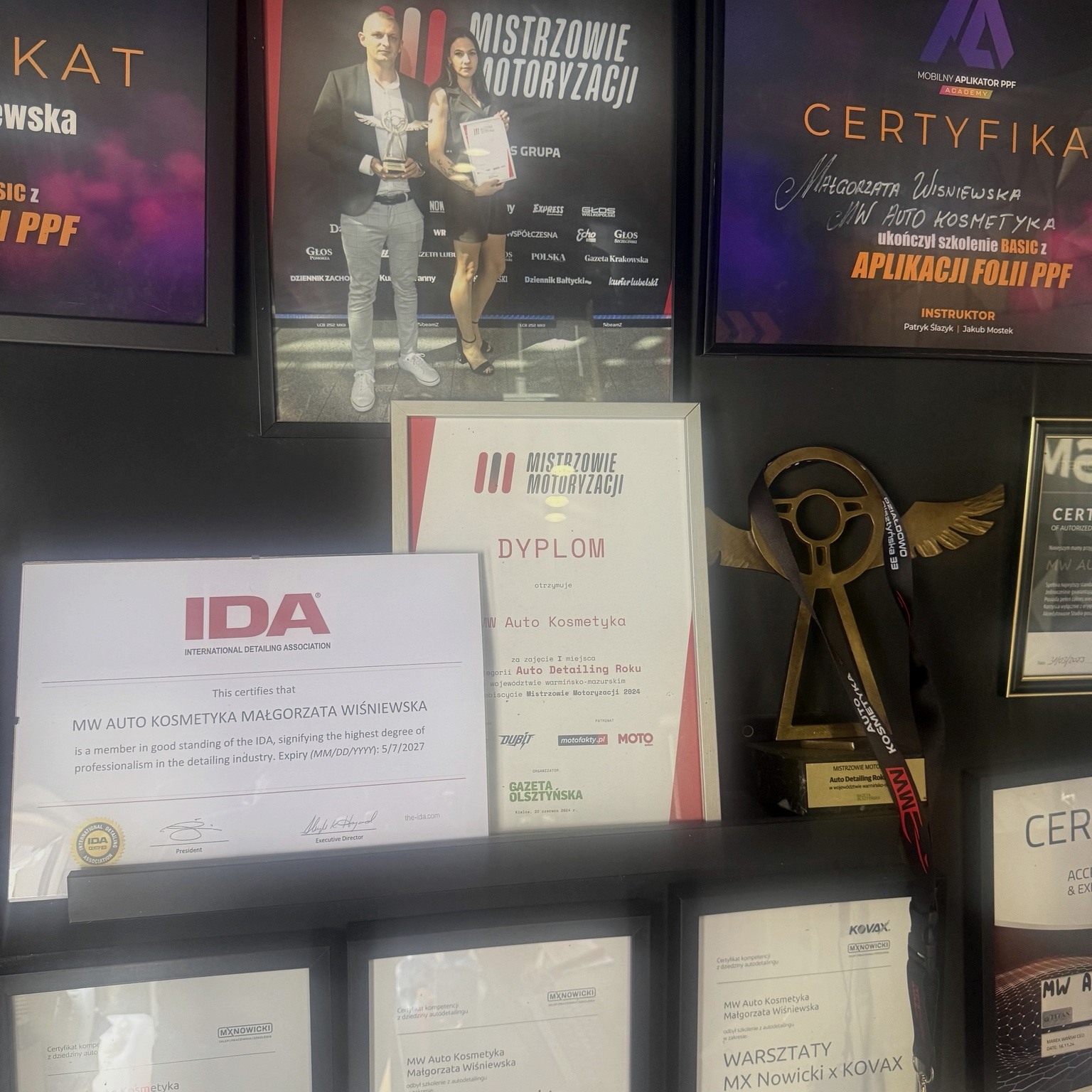 Certyfikat członkostwa International Detailing Association — MW Auto Kosmetyka